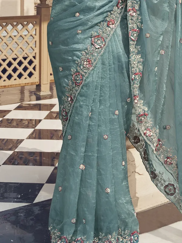 Suha_Womens_Premium_Fashion_Ethnic_Sea_Green_Color_Saree
