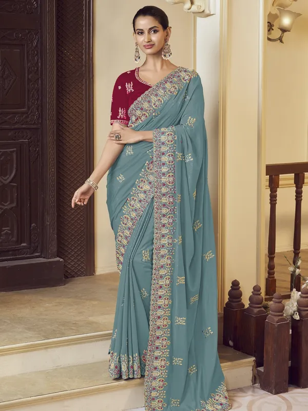 Suha_Womens_Premium_Fashion_Ethnic_Green_Color_Saree