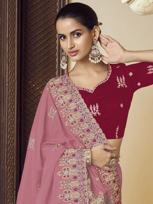 Suha_Womens_Premium_Fashion_Ethnic_Pink_Color_Saree