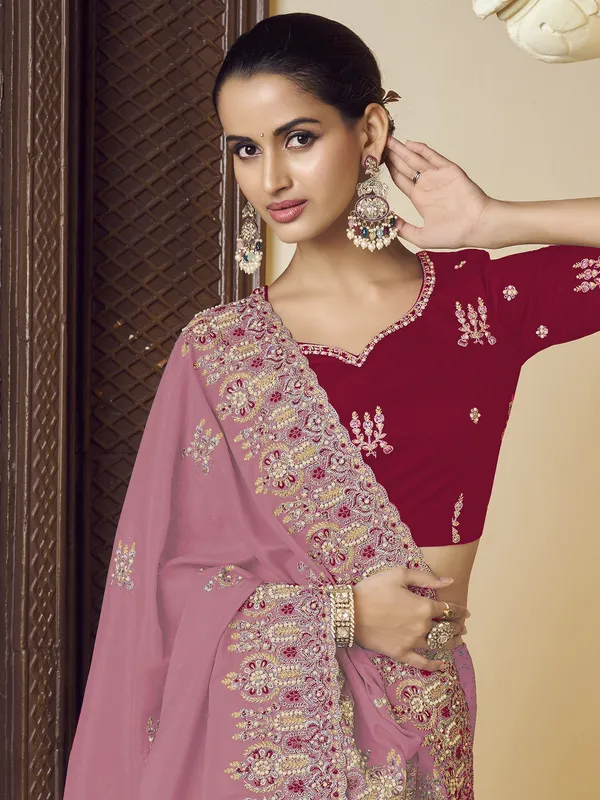 Suha_Womens_Premium_Fashion_Ethnic_Pink_Color_Saree