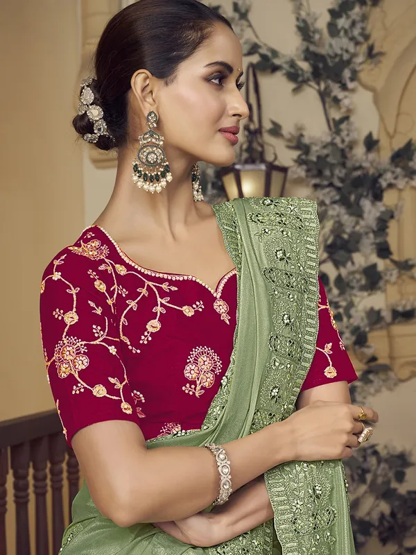 Suha_Womens_Premium_Fashion_Ethnic_Green_Color_Saree