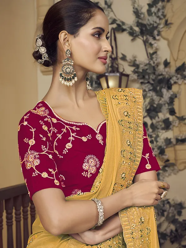 Suha_Womens_Premium_Fashion_Ethnic_Yellow_Color_Saree