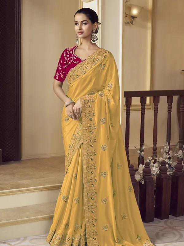Suha_Womens_Premium_Fashion_Ethnic_Yellow_Color_Saree
