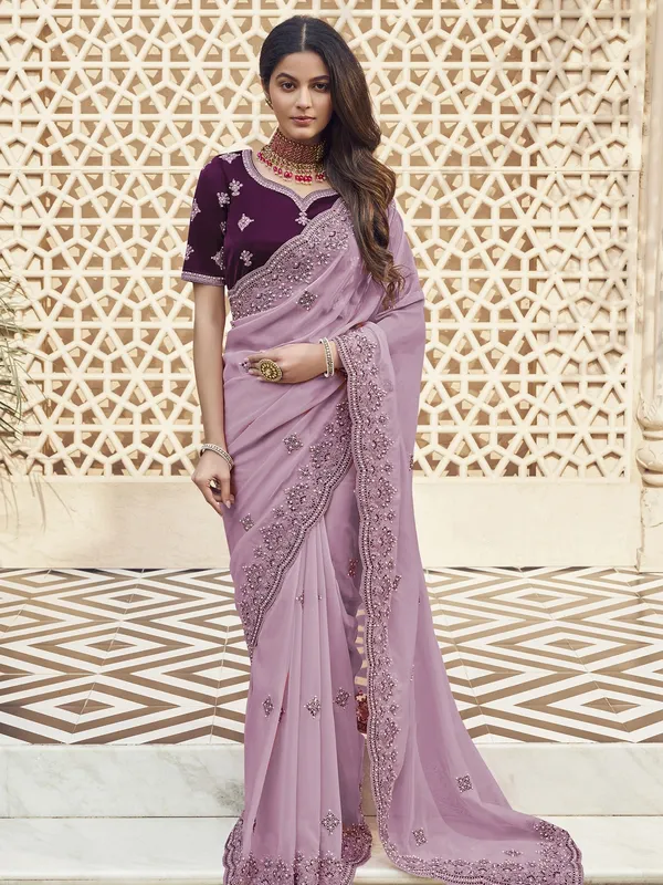 Suha_Womens_Premium_Fashion_Ethnic_Lavender_Color_Saree