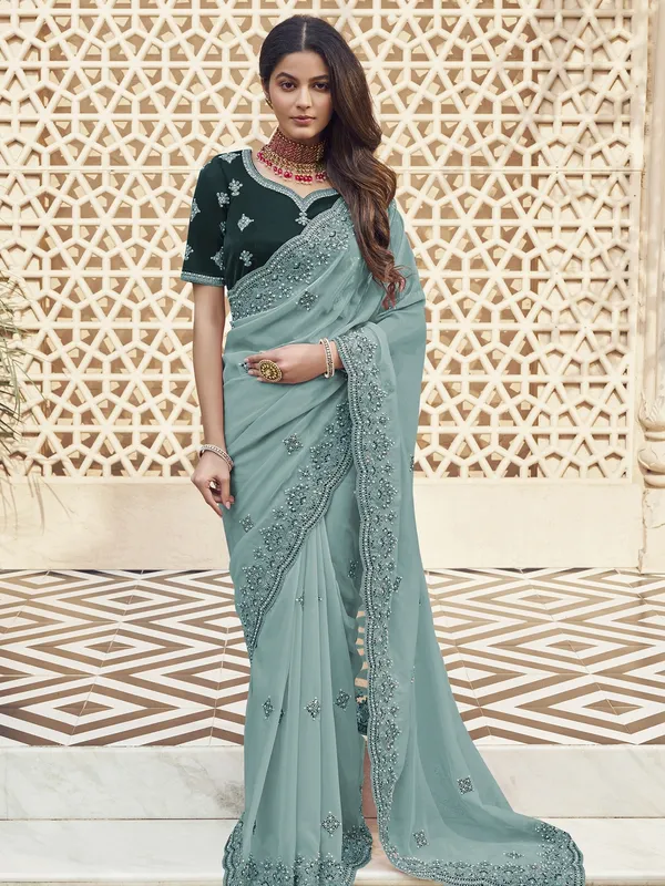 Suha_Womens_Premium_Fashion_Ethnic_Green_Color_Saree