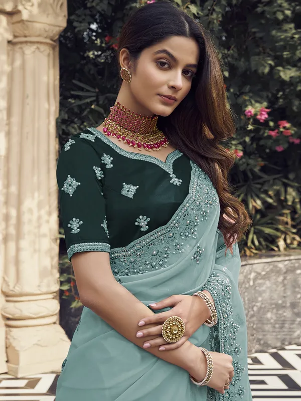 Suha_Womens_Premium_Fashion_Ethnic_Green_Color_Saree