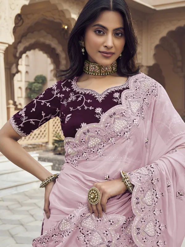 Suha_Womens_Premium_Fashion_Ethnic_Pink_Color_Saree