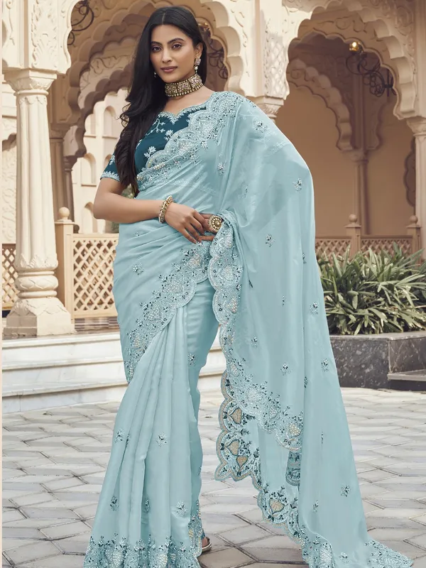 Suha_Womens_Premium_Fashion_Ethnic_Sea_Green_Color_Saree