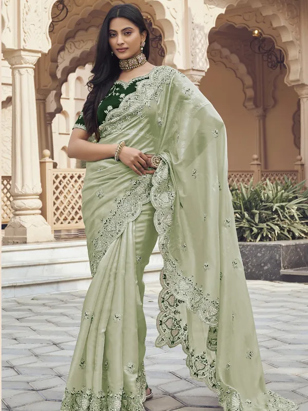 Suha_Womens_Premium_Fashion_Ethnic_Green_Color_Saree