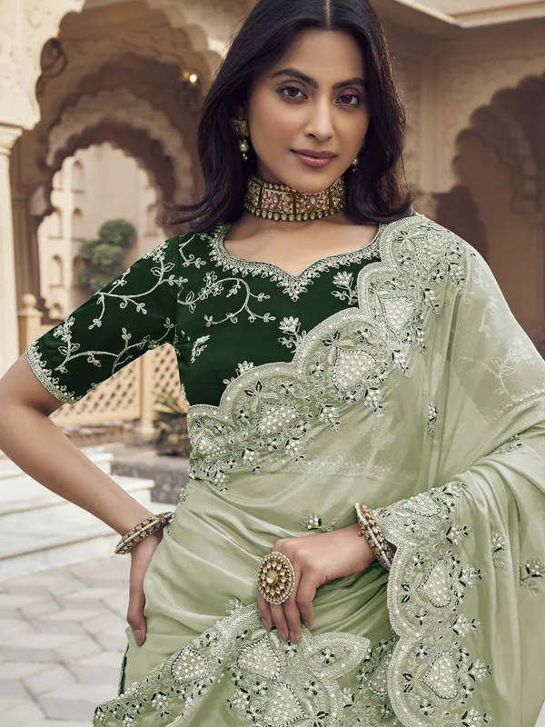 Suha_Womens_Premium_Fashion_Ethnic_Green_Color_Saree