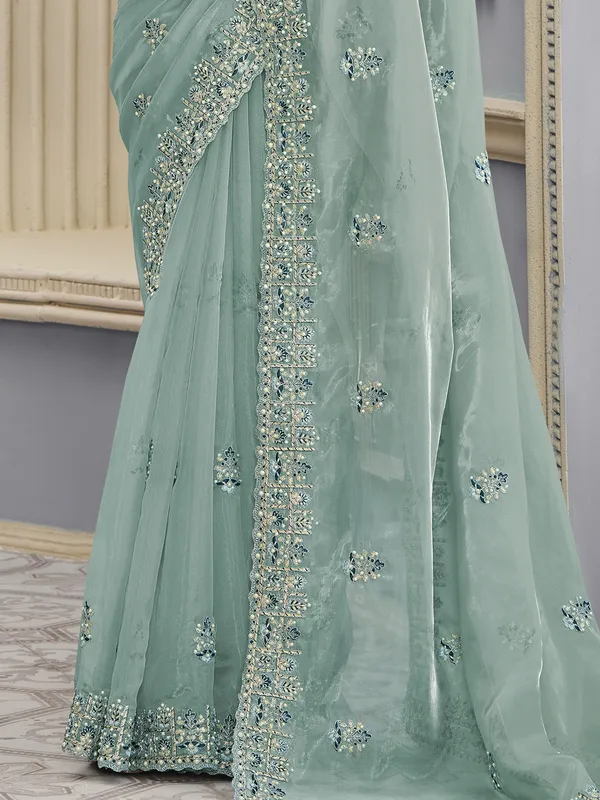 Suha_Womens_Premium_Fashion_Ethnic_Sea_Green_Color_Saree