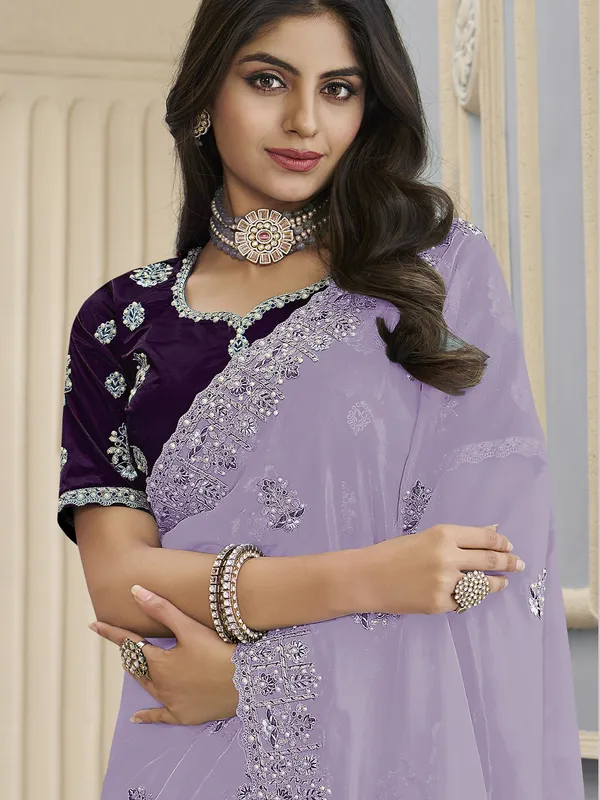 Suha_Womens_Premium_Fashion_Ethnic_Lavender_Color_Saree