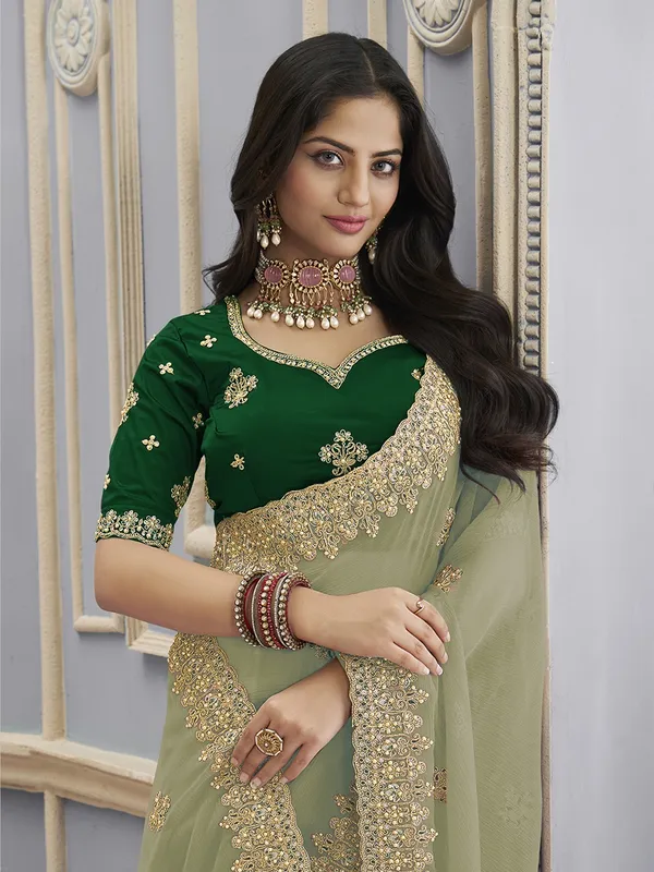 Suha_Womens_Premium_Fashion_Ethnic_Green_Color_Saree