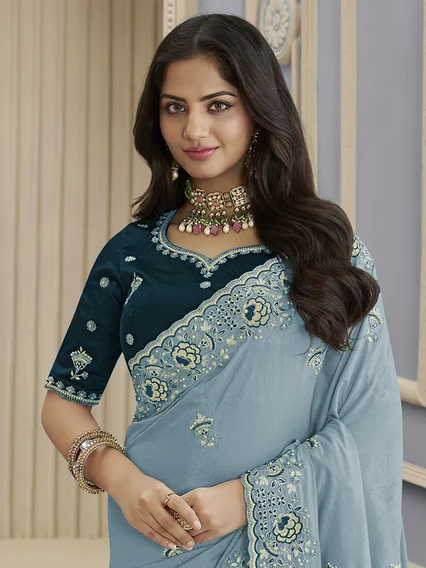 Suha_Womens_Premium_Fashion_Ethnic_Blue_Color_Saree