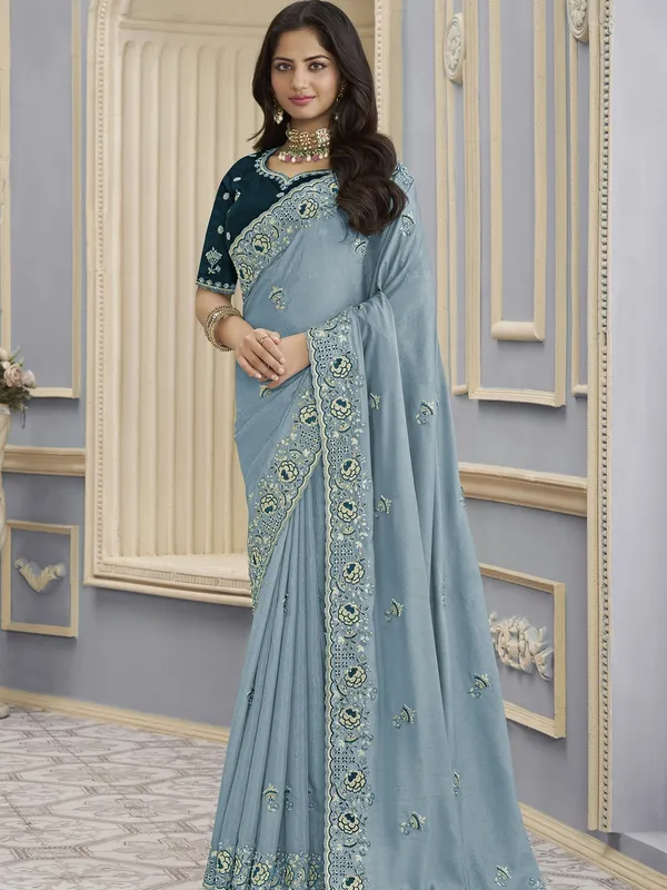 Suha_Womens_Premium_Fashion_Ethnic_Blue_Color_Saree