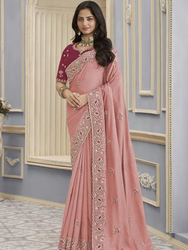 Suha_Womens_Premium_Fashion_Ethnic_Pink_Color_Saree