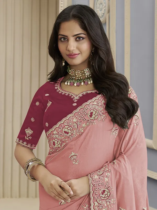 Suha_Womens_Premium_Fashion_Ethnic_Pink_Color_Saree