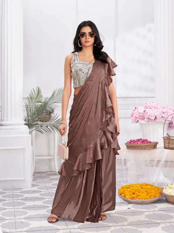 Suha_Womens_Fashion_Ethnic_Ready_to_Wear_Embroidered_Coffee_Brown_Color_Saree