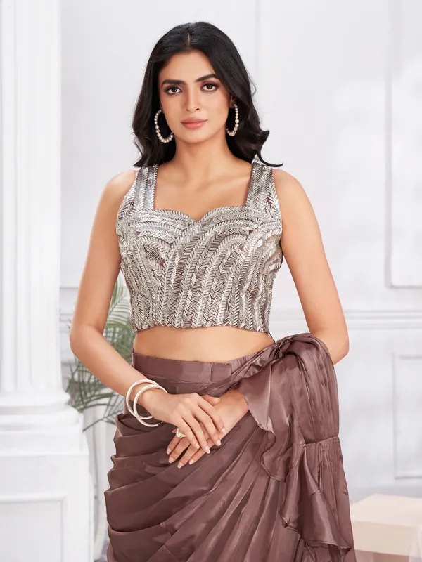 Suha_Womens_Fashion_Ethnic_Ready_to_Wear_Embroidered_Coffee_Brown_Color_Saree