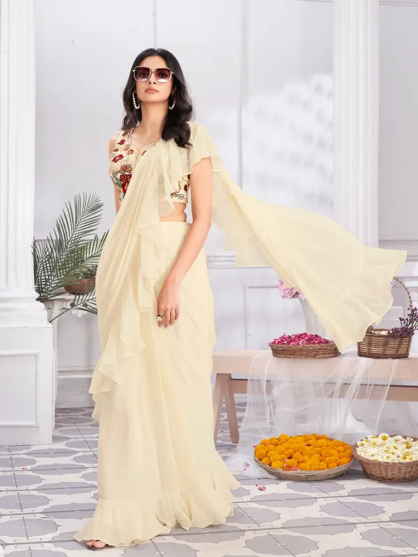 Suha_Womens_Fashion_Ethnic_Ready_to_Wear_Embroidered_Cream_Color_Saree