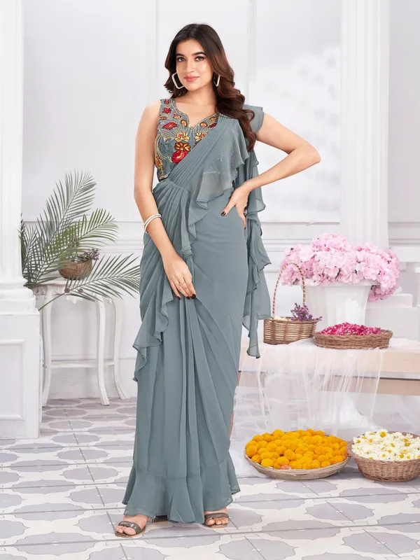 Suha_Womens_Fashion_Ethnic_Ready_to_Wear_Embroidered_Grey_Color_Saree