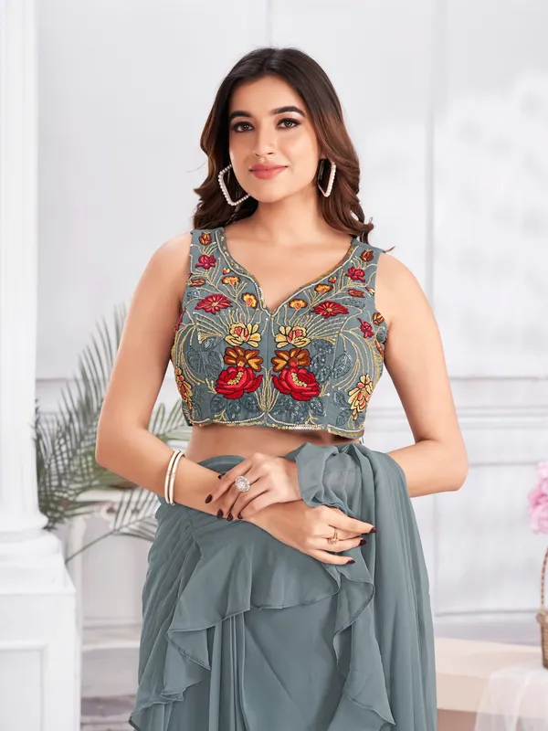 Suha_Womens_Fashion_Ethnic_Ready_to_Wear_Embroidered_Grey_Color_Saree