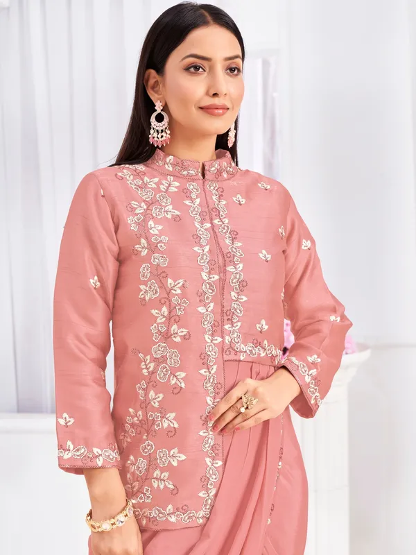 Suha_Womens_Fashion_Ethnic_Ready_to_Wear_Embroidered_Pink_Color_Saree