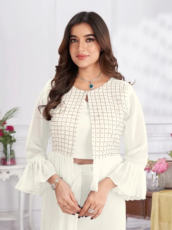 Suha_Womens_Fashion_Ethnic_Ready_to_Wear_Embroidered_Cream_Color_Saree