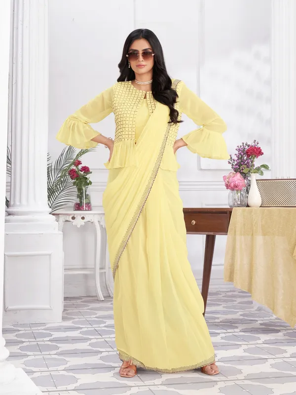 Suha_Womens_Fashion_Ethnic_Ready_to_Wear_Embroidered_Yellow_Color_Saree