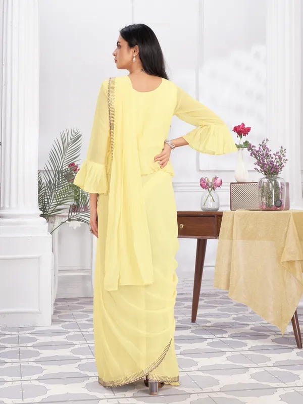 Suha_Womens_Fashion_Ethnic_Ready_to_Wear_Embroidered_Yellow_Color_Saree