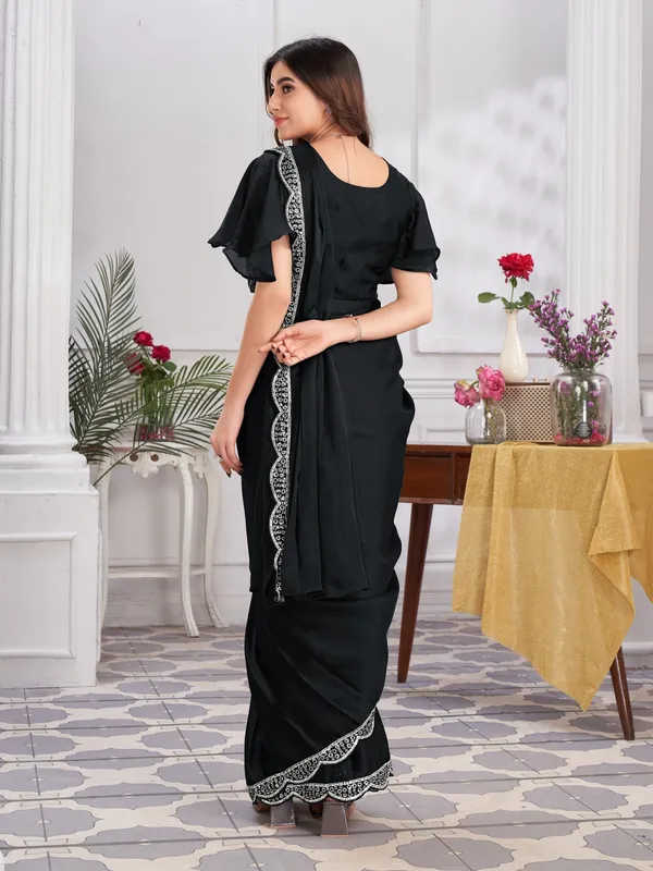 Suha_Womens_Fashion_Ethnic_Ready_to_Wear_Embroidered_Black_Color_Saree