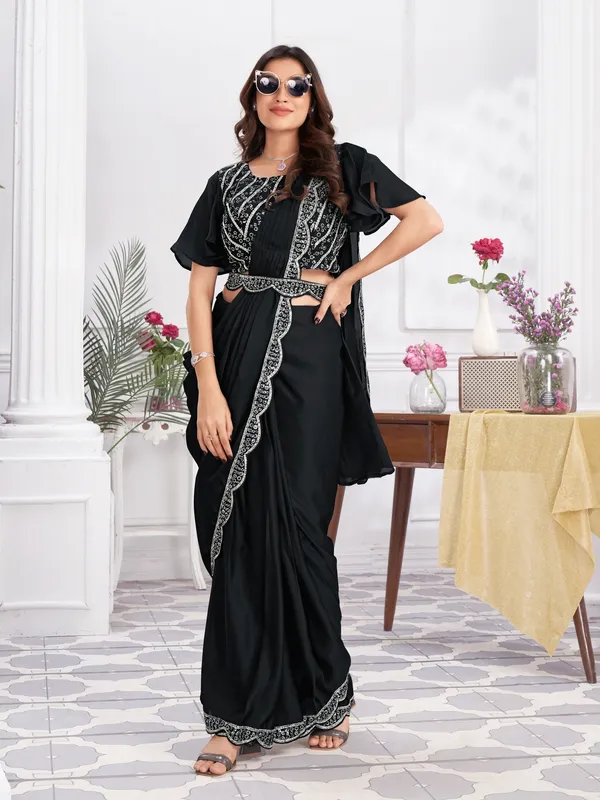 Suha_Womens_Fashion_Ethnic_Ready_to_Wear_Embroidered_Black_Color_Saree