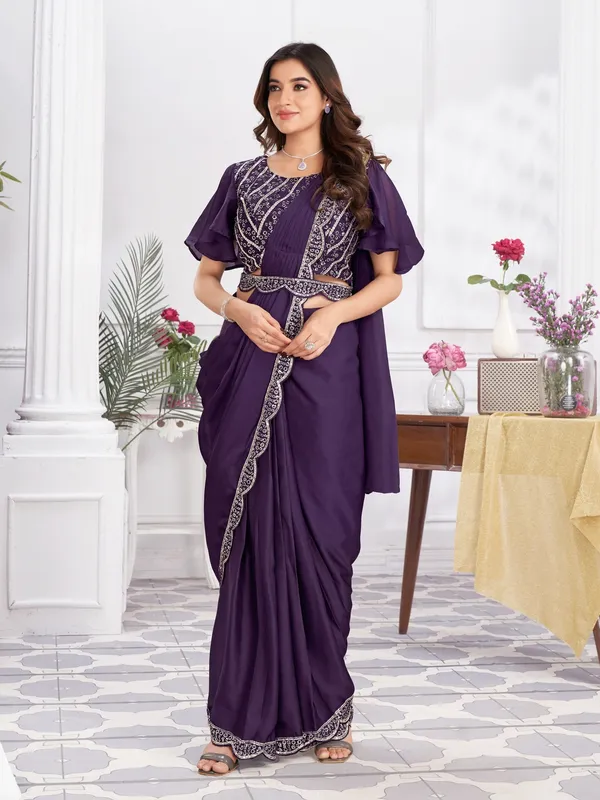 Suha_Womens_Fashion_Ethnic_Ready_to_Wear_Embroidered_Purple_Color_Saree