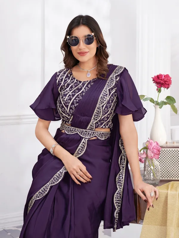 Suha_Womens_Fashion_Ethnic_Ready_to_Wear_Embroidered_Purple_Color_Saree