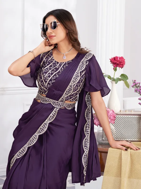 Suha_Womens_Fashion_Ethnic_Ready_to_Wear_Embroidered_Purple_Color_Saree