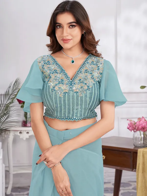Suha_Womens_Fashion_Ethnic_Ready_to_Wear_Embroidered_Blue_Color_Saree