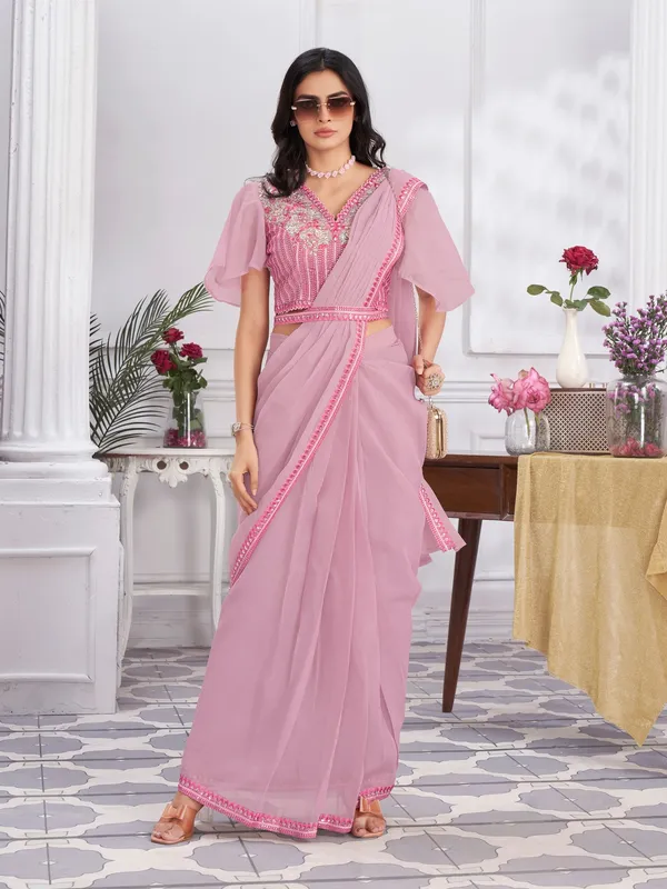 Suha_Womens_Fashion_Ethnic_Ready_to_Wear_Embroidered_Pink_Color_Saree