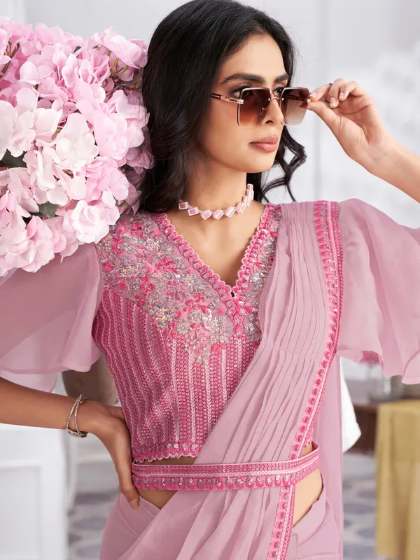 Suha_Womens_Fashion_Ethnic_Ready_to_Wear_Embroidered_Pink_Color_Saree