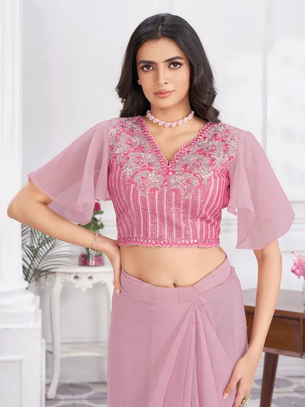 Suha_Womens_Fashion_Ethnic_Ready_to_Wear_Embroidered_Pink_Color_Saree
