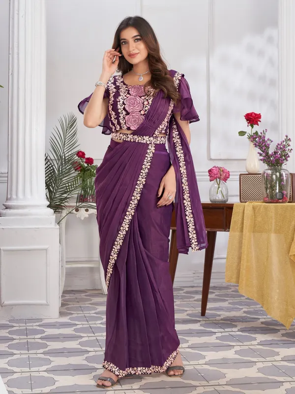 Suha_Womens_Fashion_Ethnic_Ready_to_Wear_Embroidered_Purple_Color_Saree