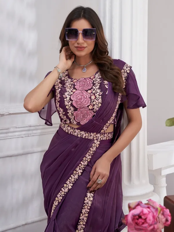 Suha_Womens_Fashion_Ethnic_Ready_to_Wear_Embroidered_Purple_Color_Saree