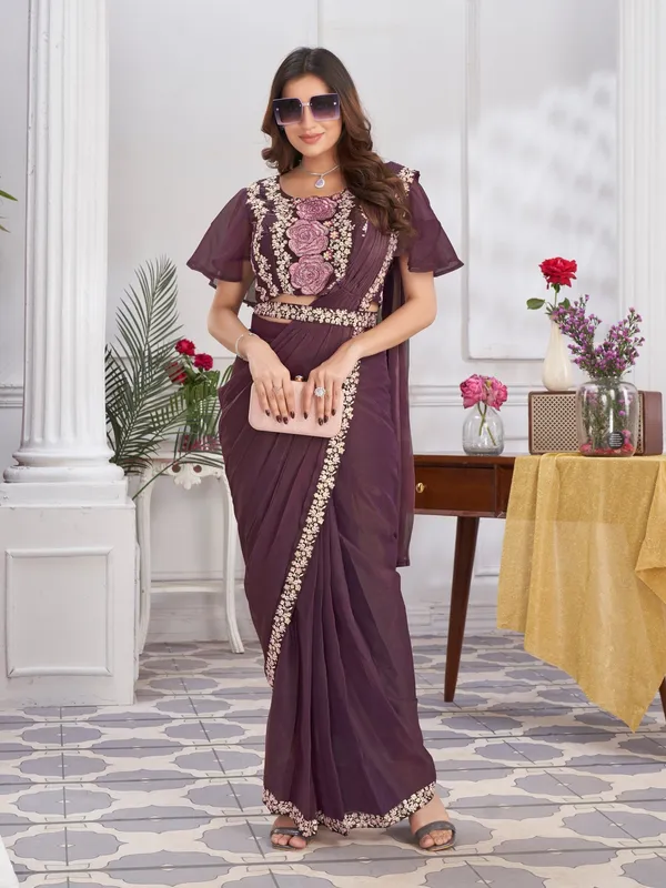 Suha_Womens_Fashion_Ethnic_Ready_to_Wear_Embroidered_Maroon_Color_Saree