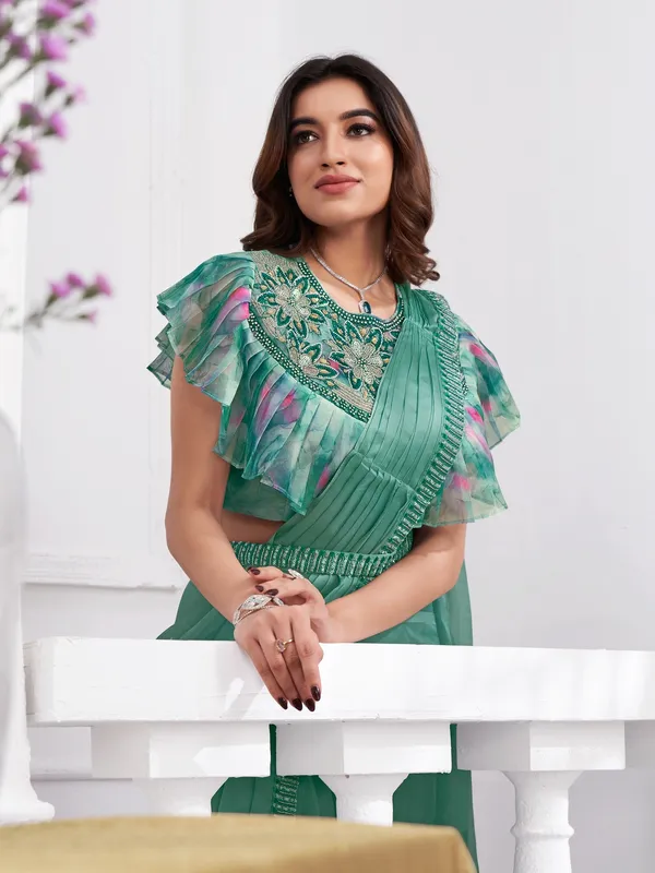 Suha_Womens_Fashion_Ethnic_Ready_to_Wear_Embroidered_Green_Color_Saree