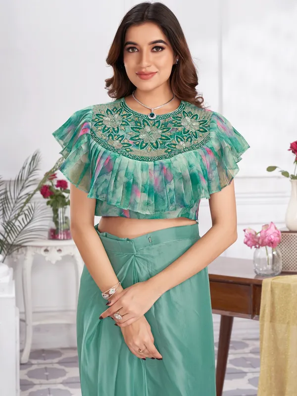 Suha_Womens_Fashion_Ethnic_Ready_to_Wear_Embroidered_Green_Color_Saree