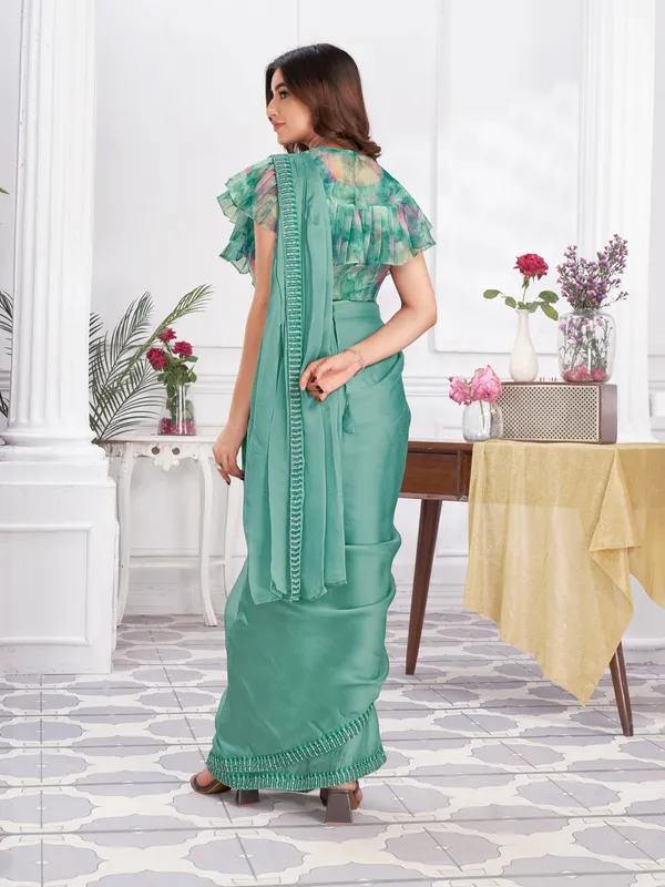 Suha_Womens_Fashion_Ethnic_Ready_to_Wear_Embroidered_Green_Color_Saree