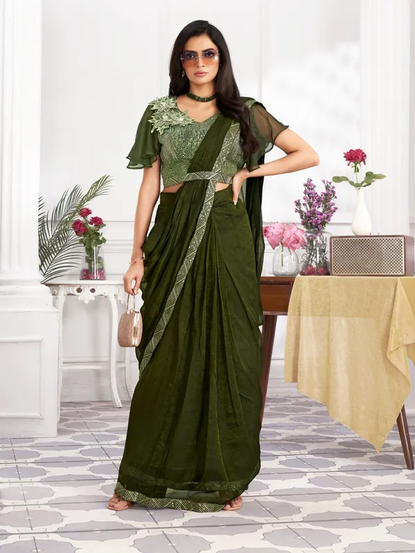 Suha_Womens_Fashion_Ethnic_Ready_to_Wear_Embroidered_Olive_Color_Saree