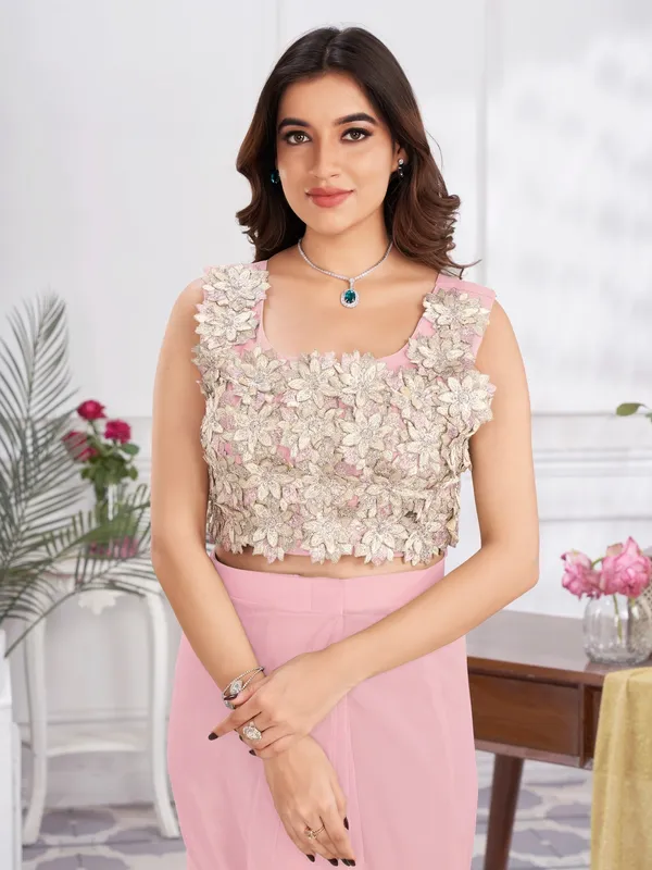 Suha_Womens_Fashion_Ethnic_Ready_to_Wear_Embroidered_Pink_Color_Saree