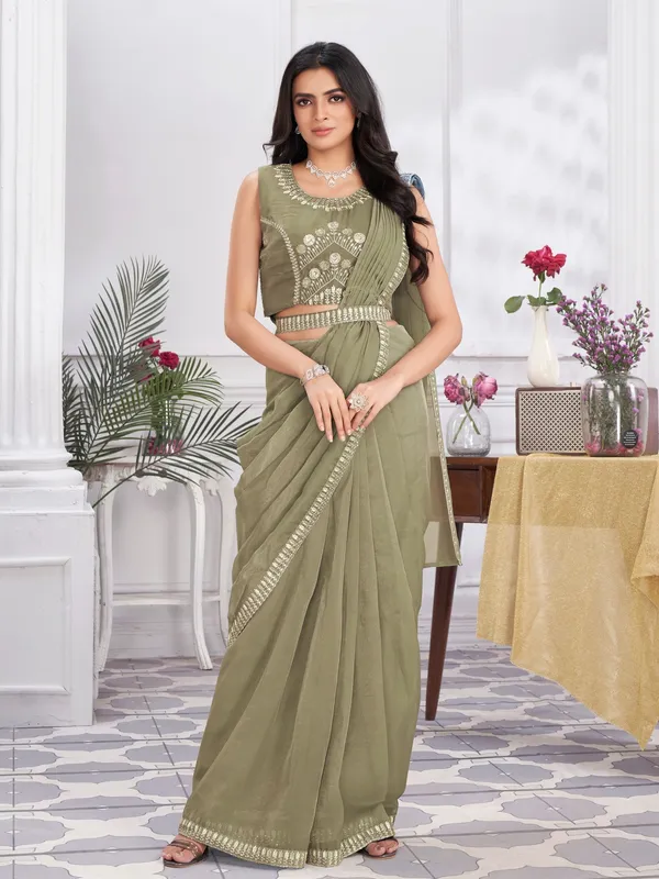 Suha_Womens_Fashion_Ethnic_Ready_to_Wear_Embroidered_Khaki_Color_Saree