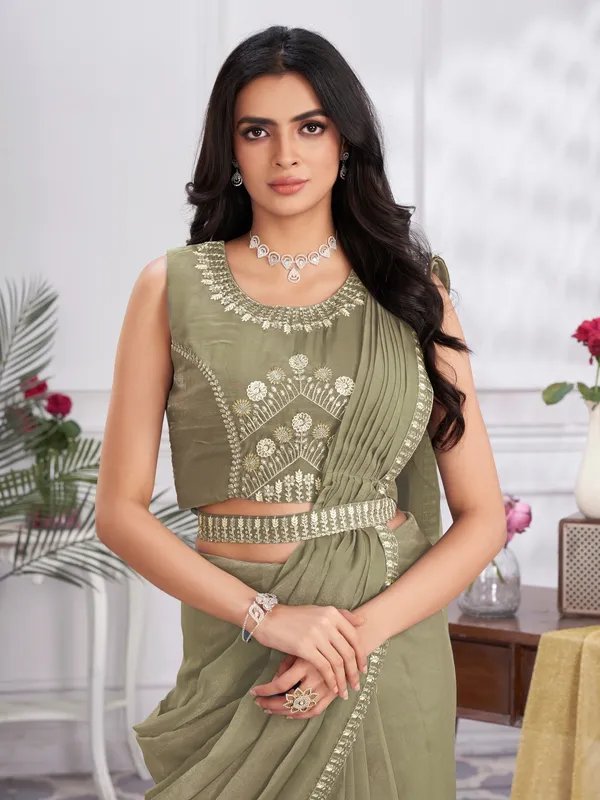 Suha_Womens_Fashion_Ethnic_Ready_to_Wear_Embroidered_Khaki_Color_Saree