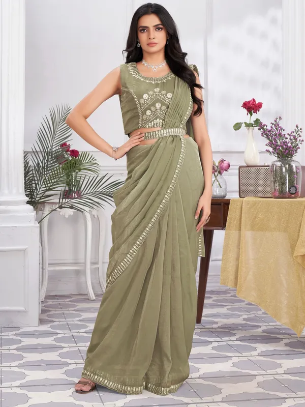Suha_Womens_Fashion_Ethnic_Ready_to_Wear_Embroidered_Khaki_Color_Saree
